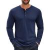 COOFANDY Men’s Long Sleeve Henley Shirts Cotton T-Shirts Casual Pullover Shirt Soft Stretch Basic Tees Fall Tops(Navy Blue)