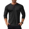 COOFANDY Men’s Long Sleeve Henley Shirts Stretch Ribbed T-Shirts Fashion Casual Basic Tops(Black)