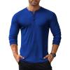 COOFANDY Men’s Long Sleeve Henley Shirts Stretch Ribbed T-Shirts Fashion Casual Basic Tops(Blue)