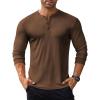 COOFANDY Men’s Long Sleeve Henley Shirts Stretch Ribbed T-Shirts Fashion Casual Basic Tops(Brown)