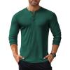 COOFANDY Men’s Long Sleeve Henley Shirts Stretch Ribbed T-Shirts Fashion Casual Basic Tops(Dark Green)