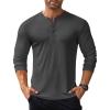 COOFANDY Men’s Long Sleeve Henley Shirts Stretch Ribbed T-Shirts Fashion Casual Basic Tops(Dark Grey)