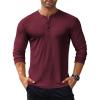 COOFANDY Men’s Long Sleeve Henley Shirts Stretch Ribbed T-Shirts Fashion Casual Basic Tops(Dark Red)