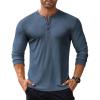 COOFANDY Men’s Long Sleeve Henley Shirts Stretch Ribbed T-Shirts Fashion Casual Basic Tops(Grey Blue)
