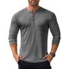 COOFANDY Men’s Long Sleeve Henley Shirts Stretch Ribbed T-Shirts Fashion Casual Basic Tops(Heather Grey)