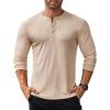 COOFANDY Men’s Long Sleeve Henley Shirts Stretch Ribbed T-Shirts Fashion Casual Basic Tops(Khaki)