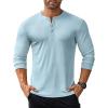 COOFANDY Men’s Long Sleeve Henley Shirts Stretch Ribbed T-Shirts Fashion Casual Basic Tops(Light Blue)
