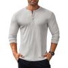COOFANDY Men’s Long Sleeve Henley Shirts Stretch Ribbed T-Shirts Fashion Casual Basic Tops(Light Grey)