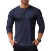 COOFANDY Men’s Long Sleeve Henley Shirts Stretch Ribbed T-Shirts Fashion Casual Basic Tops(Navy Blue)