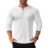 COOFANDY Men’s Long Sleeve Henley Shirts Stretch Ribbed T-Shirts Fashion Casual Basic Tops(White)