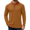 COOFANDY Mens Long Sleeve Polo Shirts Casual Button Collared Shirts Raglan Golf T Shirt(Brown)