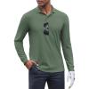 COOFANDY Men’s Long Sleeve Polo Shirts Moisture Wicking Golf Shirts Lightweight Athletic Collared Shirt(Army Green)