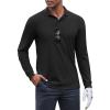 COOFANDY Men’s Long Sleeve Polo Shirts Moisture Wicking Golf Shirts Lightweight Athletic Collared Shirt(Black)
