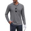 COOFANDY Men’s Long Sleeve Polo Shirts Moisture Wicking Golf Shirts Lightweight Athletic Collared Shirt(Dark Grey)