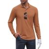 COOFANDY Men’s Long Sleeve Polo Shirts Moisture Wicking Golf Shirts Lightweight Athletic Collared Shirt(Light Brown)