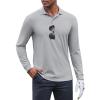 COOFANDY Men’s Long Sleeve Polo Shirts Moisture Wicking Golf Shirts Lightweight Athletic Collared Shirt(Light Grey)