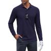 COOFANDY Men’s Long Sleeve Polo Shirts Moisture Wicking Golf Shirts Lightweight Athletic Collared Shirt(Navy)