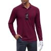 COOFANDY Men’s Long Sleeve Polo Shirts Moisture Wicking Golf Shirts Lightweight Athletic Collared Shirt(Wine Red)
