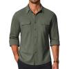 COOFANDY Mens Long Sleeve Shirts Casual Button Down Shirt Wrinkle Free Dress Shirt with Pocket(Army Green)