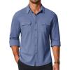 COOFANDY Mens Long Sleeve Shirts Casual Button Down Shirt Wrinkle Free Dress Shirt with Pocket(Blue)