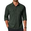 COOFANDY Mens Long Sleeve Shirts Casual Button Down Shirt Wrinkle Free Dress Shirt with Pocket(Dark Green)