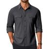 COOFANDY Mens Long Sleeve Shirts Casual Button Down Shirt Wrinkle Free Dress Shirt with Pocket(Dark Grey)