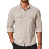 COOFANDY Mens Long Sleeve Shirts Casual Button Down Shirt Wrinkle Free Dress Shirt with Pocket(Light Khaki)