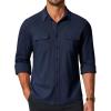 COOFANDY Mens Long Sleeve Shirts Casual Button Down Shirt Wrinkle Free Dress Shirt with Pocket(Navy Blue)