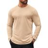 COOFANDY Mens Long Sleeve T Shirts Casual Crew Neck Tee Shirts Lightweight Soft Pullover Tops(Khaki)