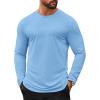 COOFANDY Mens Long Sleeve T Shirts Casual Crew Neck Tee Shirts Lightweight Soft Pullover Tops(Light Blue)