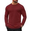 COOFANDY Mens Long Sleeve T Shirts Casual Crew Neck Tee Shirts Lightweight Soft Pullover Tops(Wine Red)