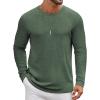 COOFANDY Men’s Long Sleeve Tee Shirts Crew Neck T Shirt Solid Casual Basic Tees Soft Stretch T-Shirts(Army Green)