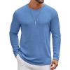 COOFANDY Men’s Long Sleeve Tee Shirts Crew Neck T Shirt Solid Casual Basic Tees Soft Stretch T-Shirts(Blue)