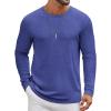 COOFANDY Men’s Long Sleeve Tee Shirts Crew Neck T Shirt Solid Casual Basic Tees Soft Stretch T-Shirts(Heather Blue)
