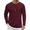COOFANDY Men’s Long Sleeve Tee Shirts Crew Neck T Shirt Solid Casual Basic Tees Soft Stretch T-Shirts(Heather Burgundy)