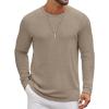COOFANDY Men’s Long Sleeve Tee Shirts Crew Neck T Shirt Solid Casual Basic Tees Soft Stretch T-Shirts(Khaki)