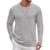 COOFANDY Men’s Long Sleeve Tee Shirts Crew Neck T Shirt Solid Casual Basic Tees Soft Stretch T-Shirts(Light Grey)