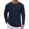 COOFANDY Men’s Long Sleeve Tee Shirts Crew Neck T Shirt Solid Casual Basic Tees Soft Stretch T-Shirts(Navy Blue)