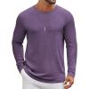 COOFANDY Men’s Long Sleeve Tee Shirts Crew Neck T Shirt Solid Casual Basic Tees Soft Stretch T-Shirts(Purple)