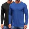 COOFANDY Men’s Long Sleeve Tee Shirts Crew Neck T-Shirt Casual Pullover Basic Tees Soft Stretch Tshirts(Black&navy)