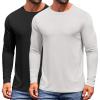COOFANDY Men’s Long Sleeve Tee Shirts Crew Neck T-Shirt Casual Pullover Basic Tees Soft Stretch Tshirts(Black&white)