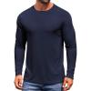 COOFANDY Men’s Long Sleeve Tee Shirts Crew Neck T-Shirt Casual Pullover Basic Tees Soft Stretch Tshirts(Navy)