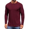 COOFANDY Men’s Long Sleeve Tee Shirts Crew Neck T-Shirt Casual Pullover Basic Tees Soft Stretch Tshirts(Wine Red)