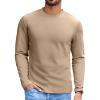 COOFANDY Mens Long Sleeve Tee Shirts Stretch Crew Neck Thermal Shirts Casual T Shirts for Men(Khaki)