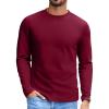 COOFANDY Mens Long Sleeve Tee Shirts Stretch Crew Neck Thermal Shirts Casual T Shirts for Men(Wine Red)
