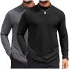 COOFANDY Mens Mock Turtleneck Long Sleeve Shirts Casual Basic T-Shirt Lightweight Mockneck Pullover Sweater for Men(Black&dark Grey)