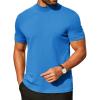 COOFANDY Mens Mock Turtleneck Shirts Casual Premium Cotton Short Sleeve Shirt 2025 Basic Half Neck T-Shirts(Blue)