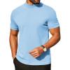 COOFANDY Mens Mock Turtleneck Shirts Casual Premium Cotton Short Sleeve Shirt 2025 Basic Half Neck T-Shirts(Light Blue)