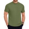COOFANDY Mens Mock Turtleneck Shirts Short Sleeve Casual Basic T-Shirts Ribbed Solid Pullover Tops(Army Green)