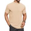 COOFANDY Mens Mock Turtleneck Shirts Short Sleeve Casual Basic T-Shirts Ribbed Solid Pullover Tops(Beige)